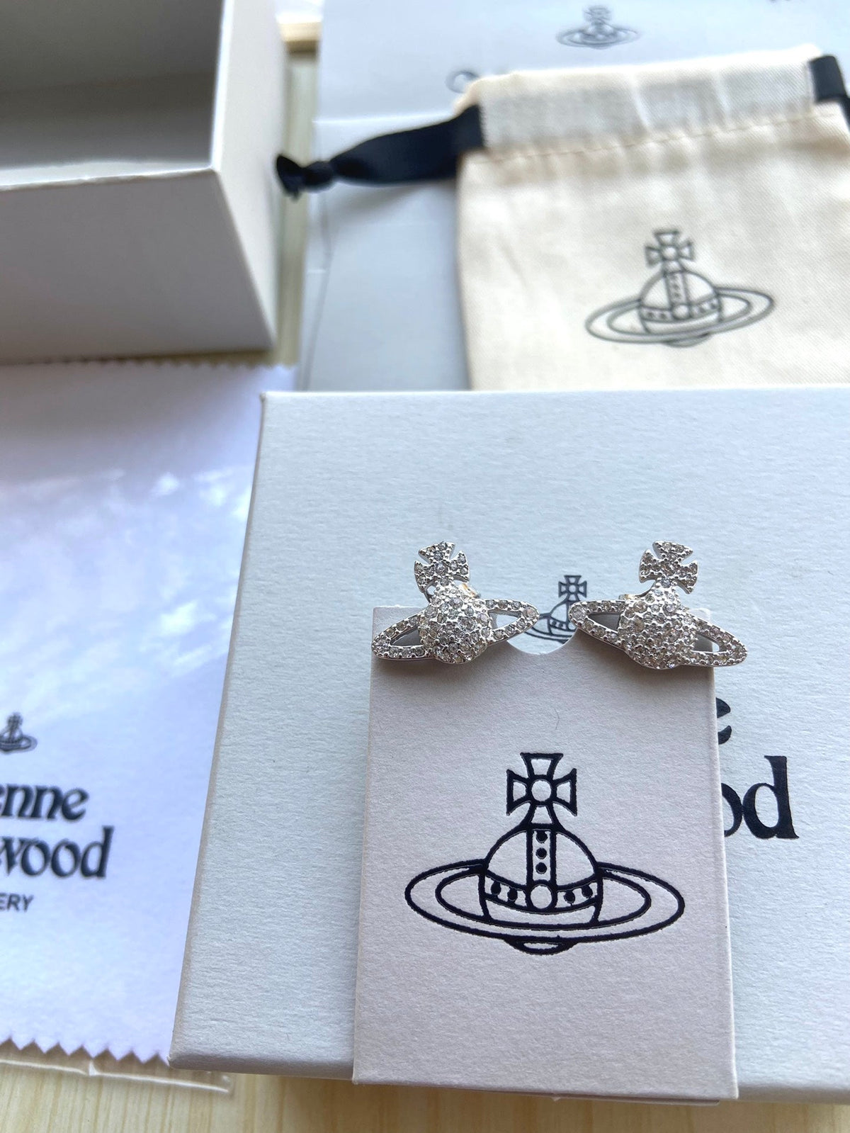 Vivienne Westwood Full-Rhinestone Planet Stud Earrings