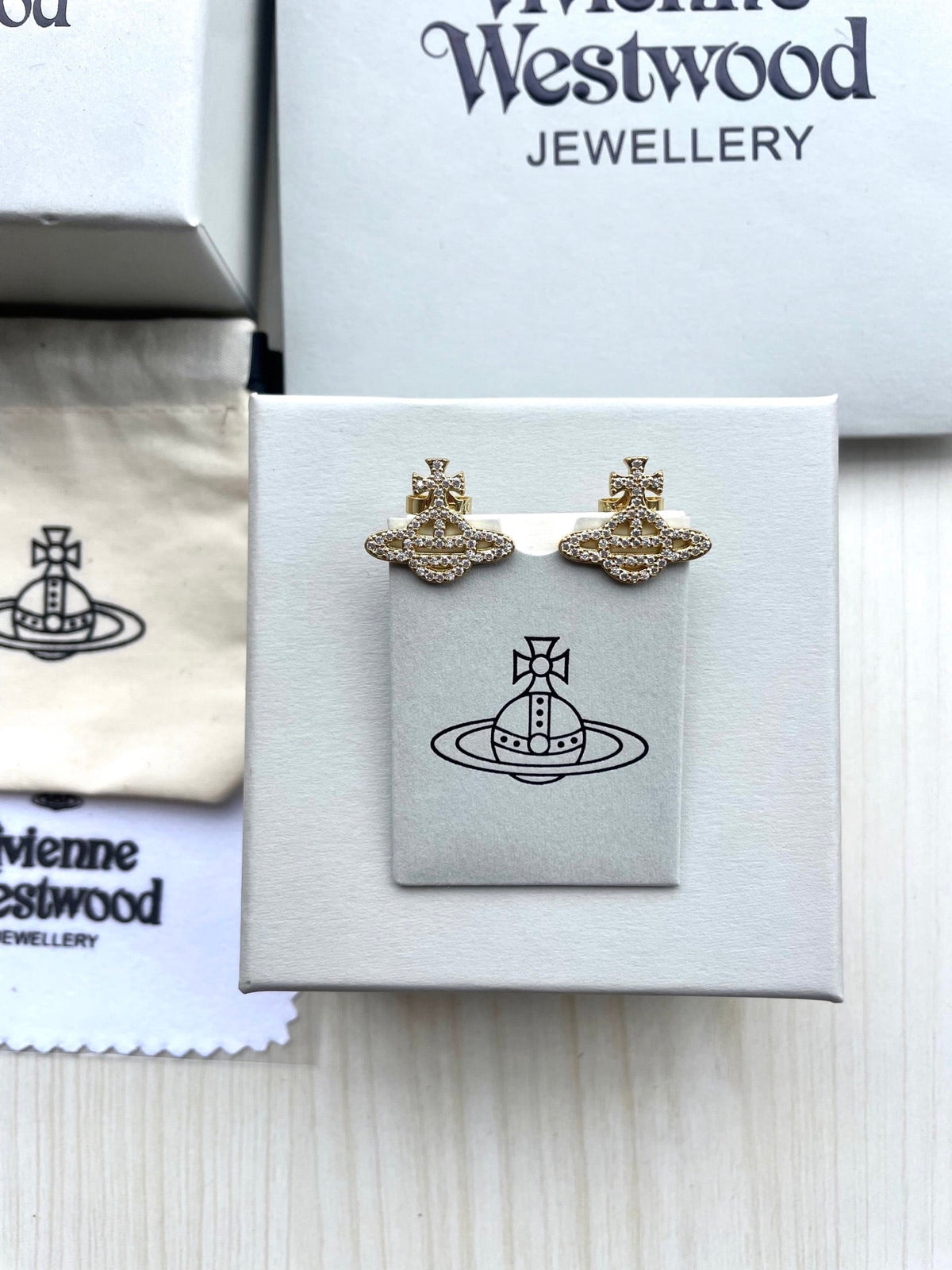 Vivienne Westwood Saturn Stud Earrings (Full Rhinestone)