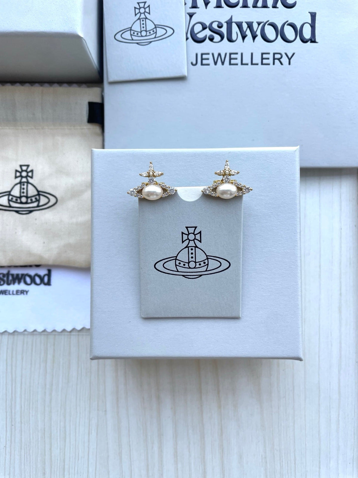 Vivienne Westwood Pearl & Rhinestone Stud Earrings