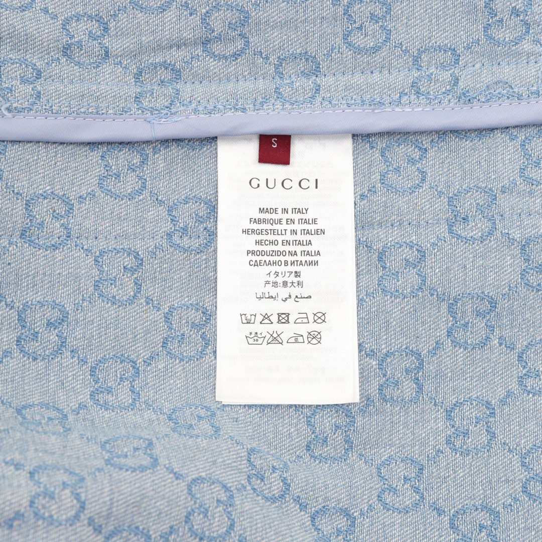 Gucci GG Monogram Denim Shorts with Web Stripe