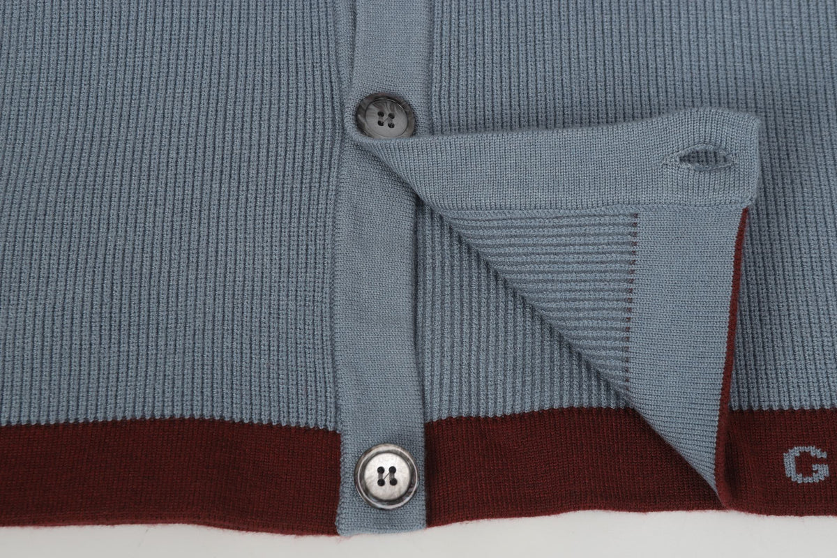Gucci Signature Ribbed Knit Cardigan in Sky Blue