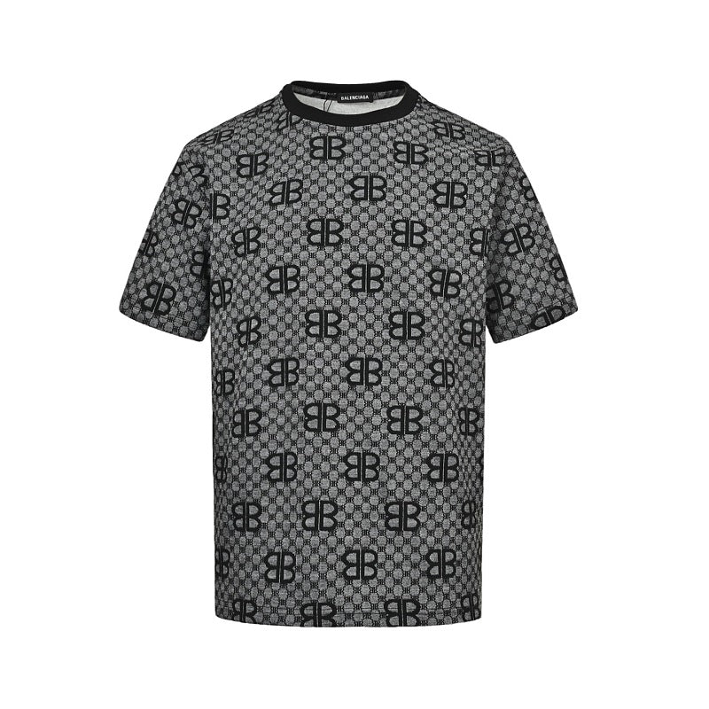 Balenciaga Crystal Logo Cotton T-Shirt in Gray