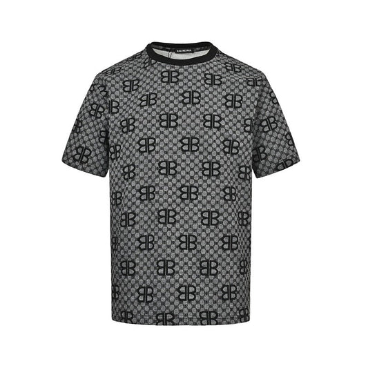 Balenciaga Crystal Logo Cotton T-Shirt in Gray