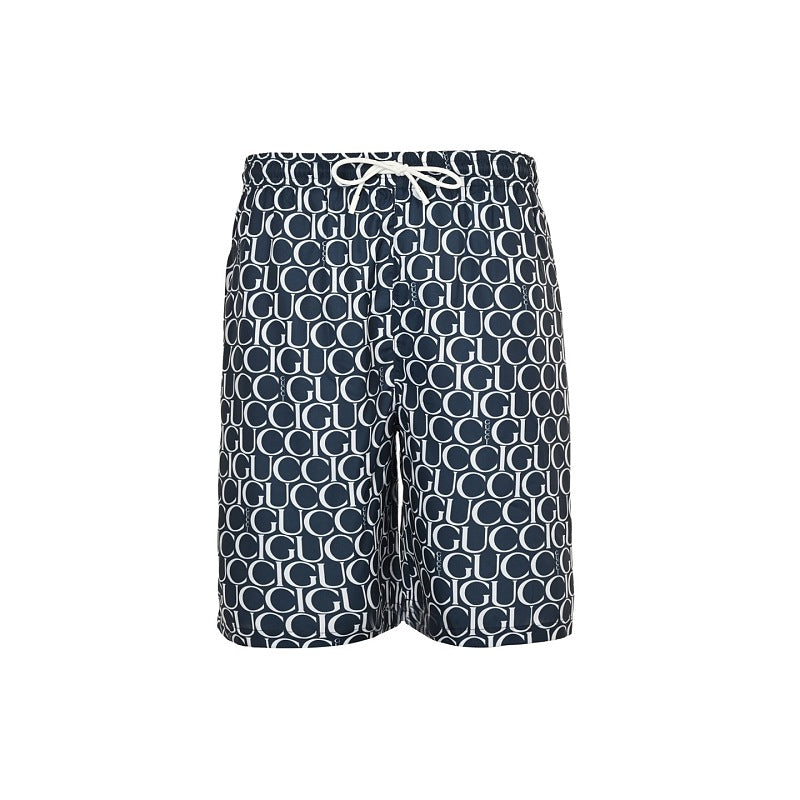 Gucci Allover Letter Print Swim Shorts in Navy