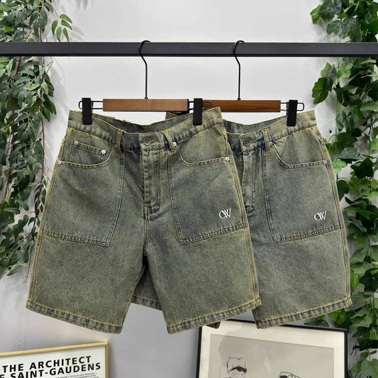 Off-White Lettering denim shorts#26