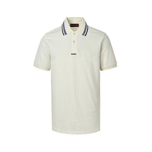 Gucci Logo Tipped Stripe Collar Polo Shirt