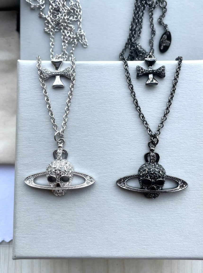 Vivienne Westwood 2026 Double-Layer Skull & Cross Necklace