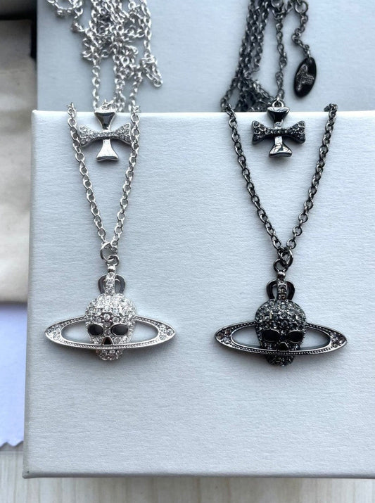 Vivienne Westwood 2026 Double-Layer Skull & Cross Necklace