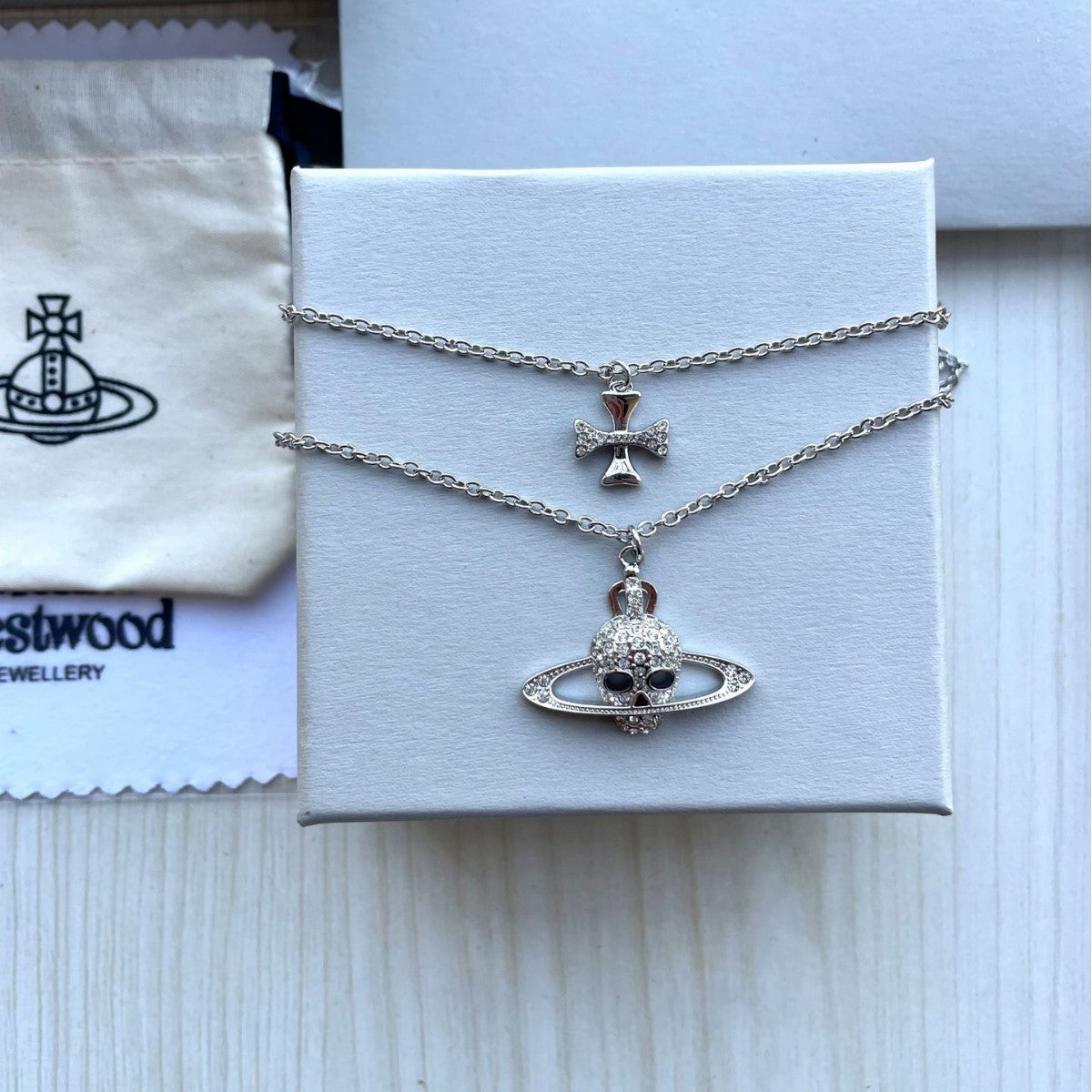 Vivienne Westwood 2026 Double-Layer Skull & Cross Necklace