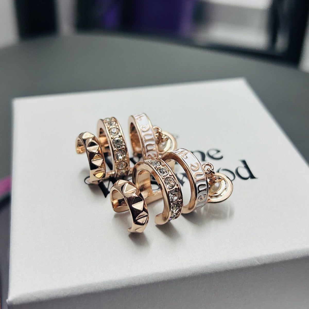 Vivienne Westwood Rhinestone Hoop & Stud Earrings