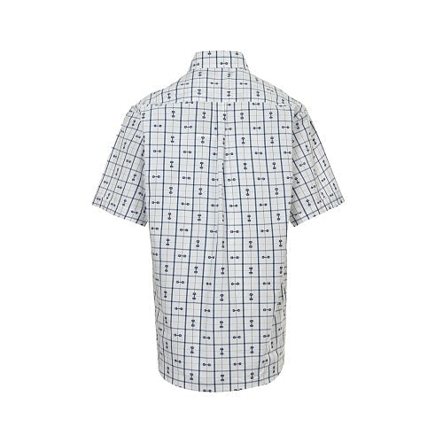 Gucci Horsebit Check Print Short-Sleeve Shirt in White