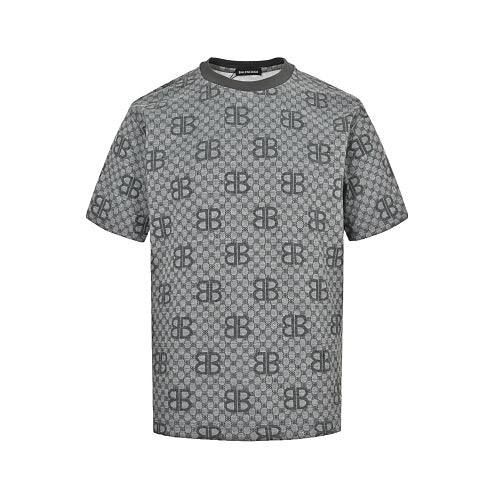 Balenciaga Crystal Logo Cotton T-Shirt in Gray