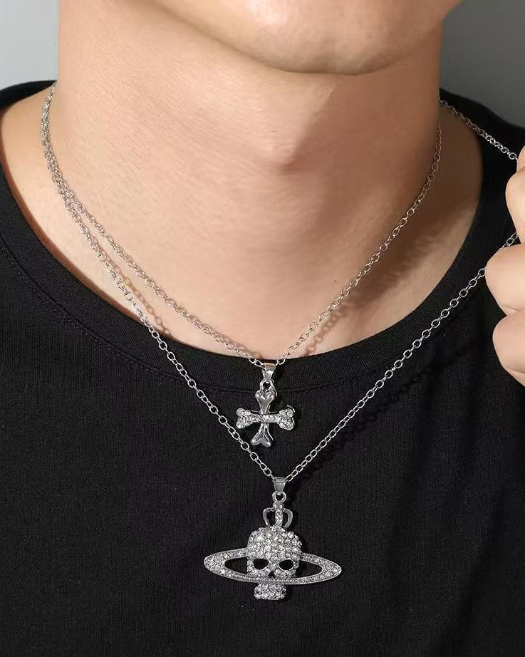 Vivienne Westwood 2026 Double-Layer Skull & Cross Necklace