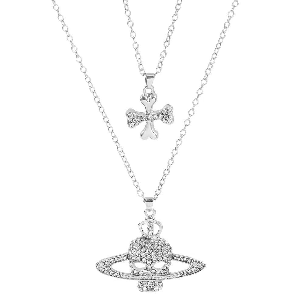 Vivienne Westwood 2026 Double-Layer Skull & Cross Necklace