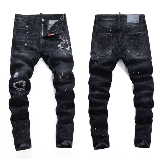 dsquared2 New Man Ink splash Hole Jeans