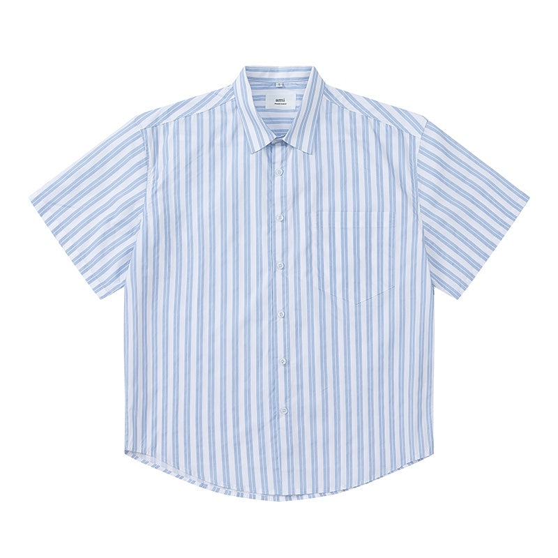 AMI PARIS Unisex Short-Sleeve Striped Shirts
