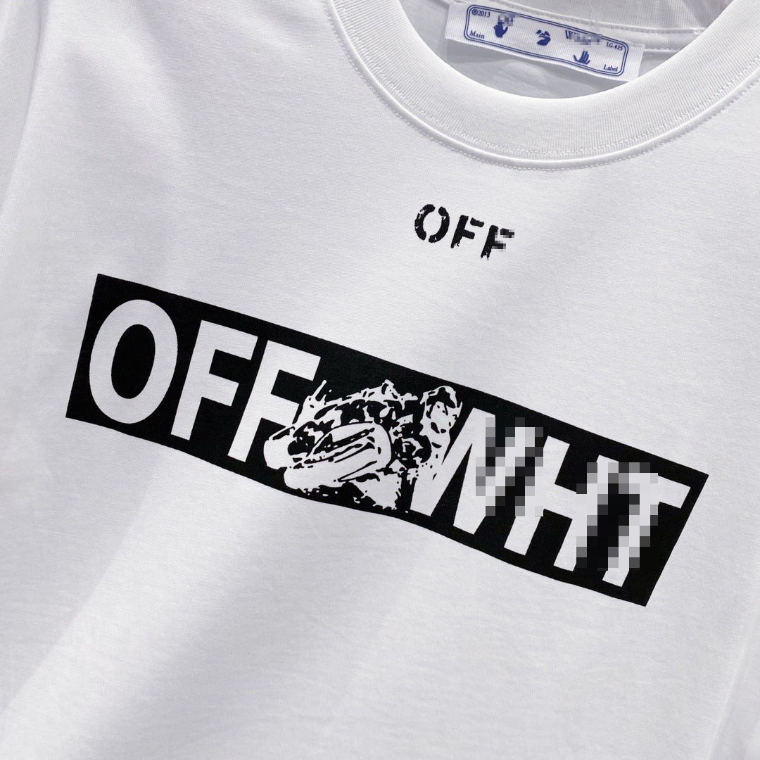 OFF-White  Arrow Logo Cotton T-shirt#34