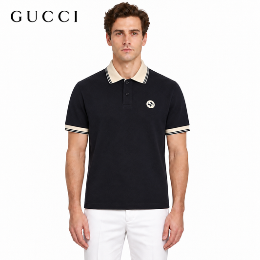 Gucci Interlocking GG Logo Polo Shirt – Navy