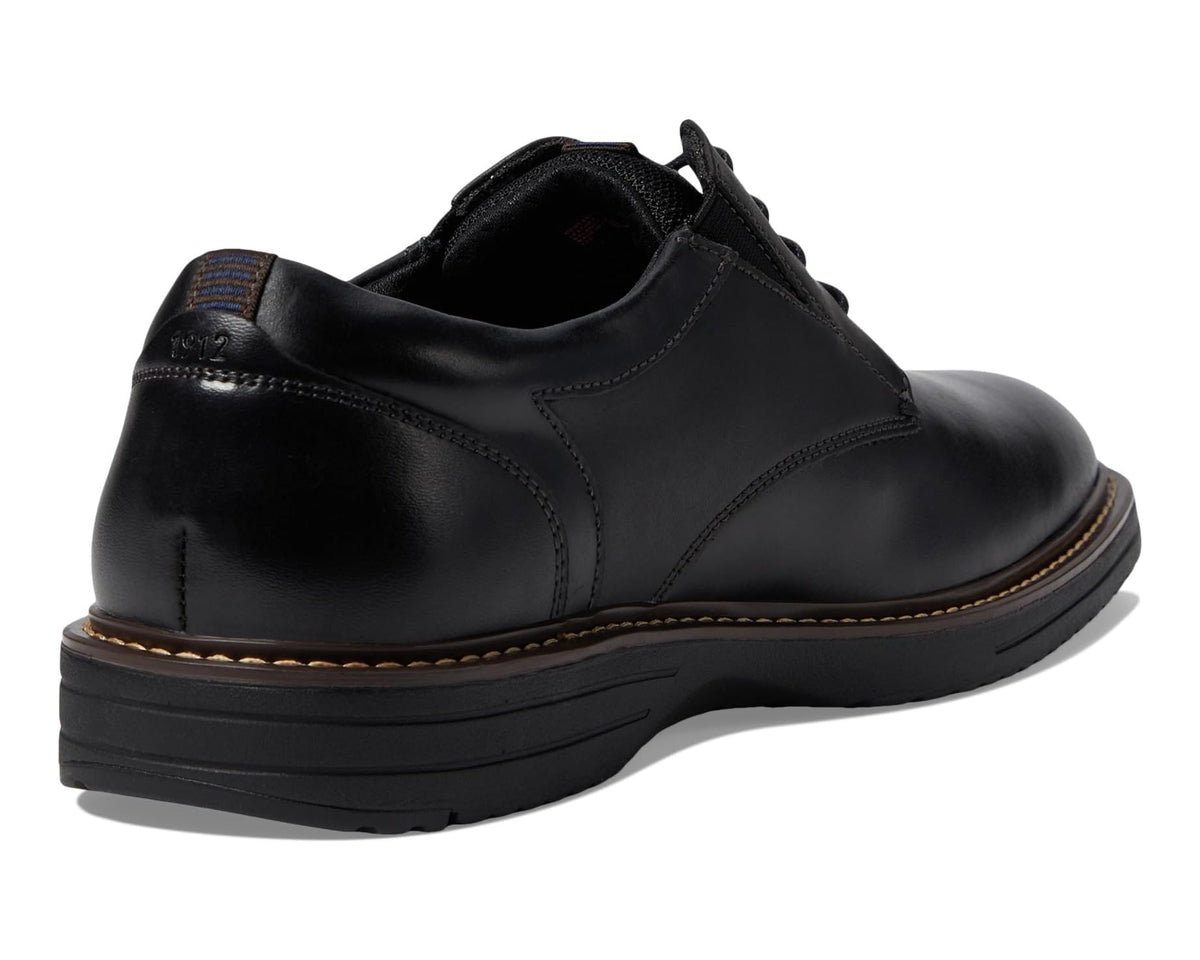 Men's Nunn Bush Griff Plain Toe Oxford Lightweight and Comfortable for All Occasions Leather Lace Up Black