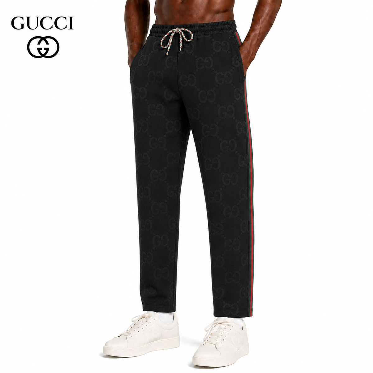 Gucci GG Monogram Track Pants with Web Stripe