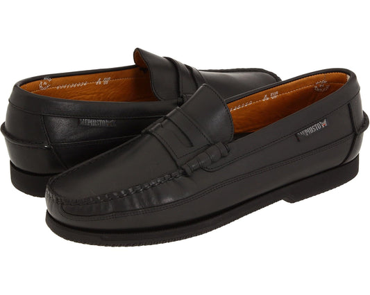 Men's Mephisto Cap Vert Black Smooth Leather