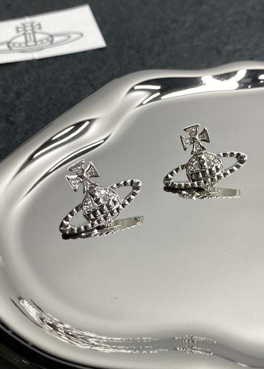 Vivienne Westwood Minimalist Planet & Cross Stud Earrings