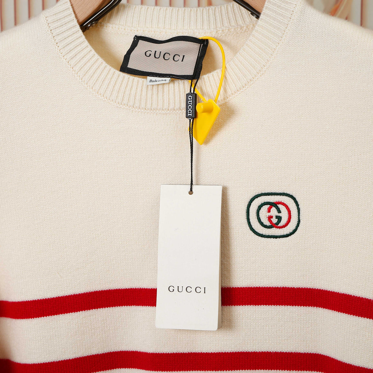 Gucci Unisex G8311 Embroidered Striped Sweater