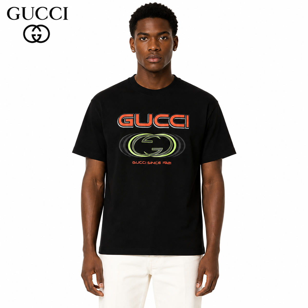Gucci Since 1921 Neon GG Logo Oversized T-Shirt