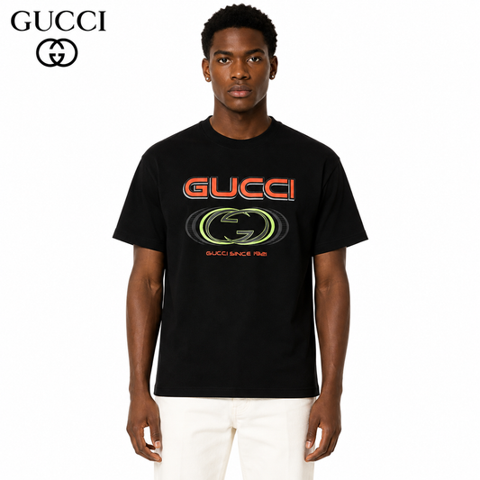 Gucci Since 1921 Neon GG Logo Oversized T-Shirt