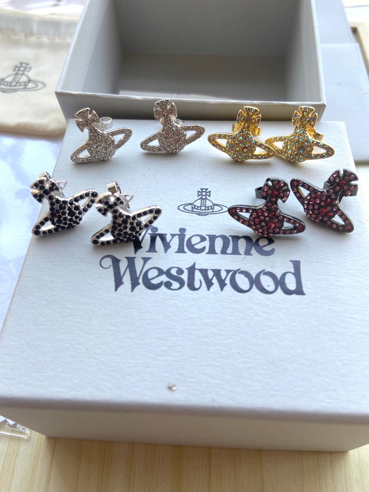 Vivienne Westwood Full-Rhinestone Planet Stud Earrings