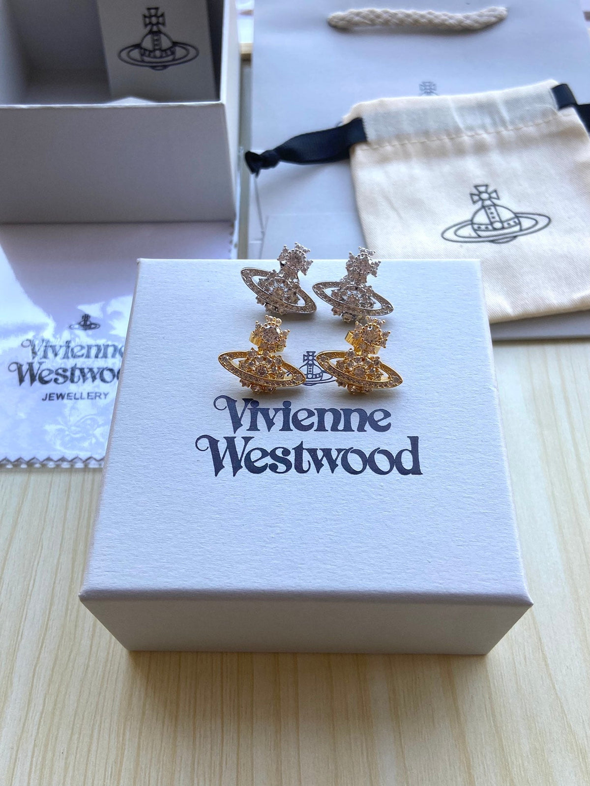 Vivienne Westwood Full-Rhinestone Stud Earrings