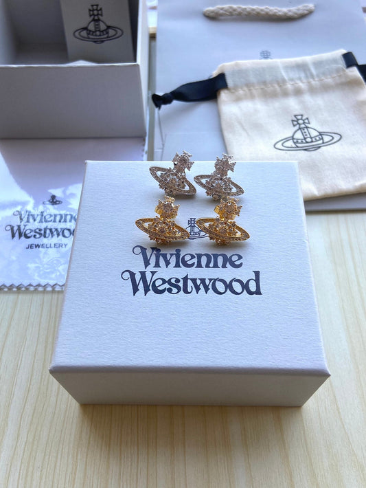 Vivienne Westwood Full-Rhinestone Stud Earrings