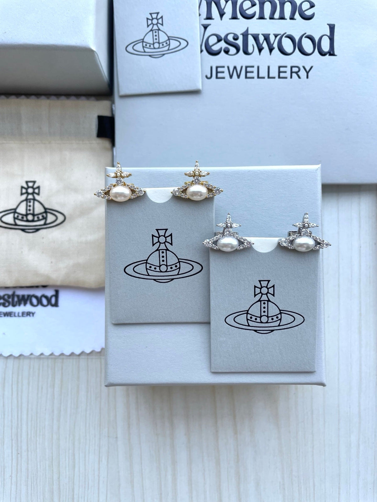 Vivienne Westwood Pearl & Rhinestone Stud Earrings