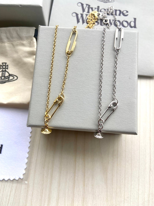 Vivienne Westwood 2026 Minimalist Safety Pin Clavicle Chain
