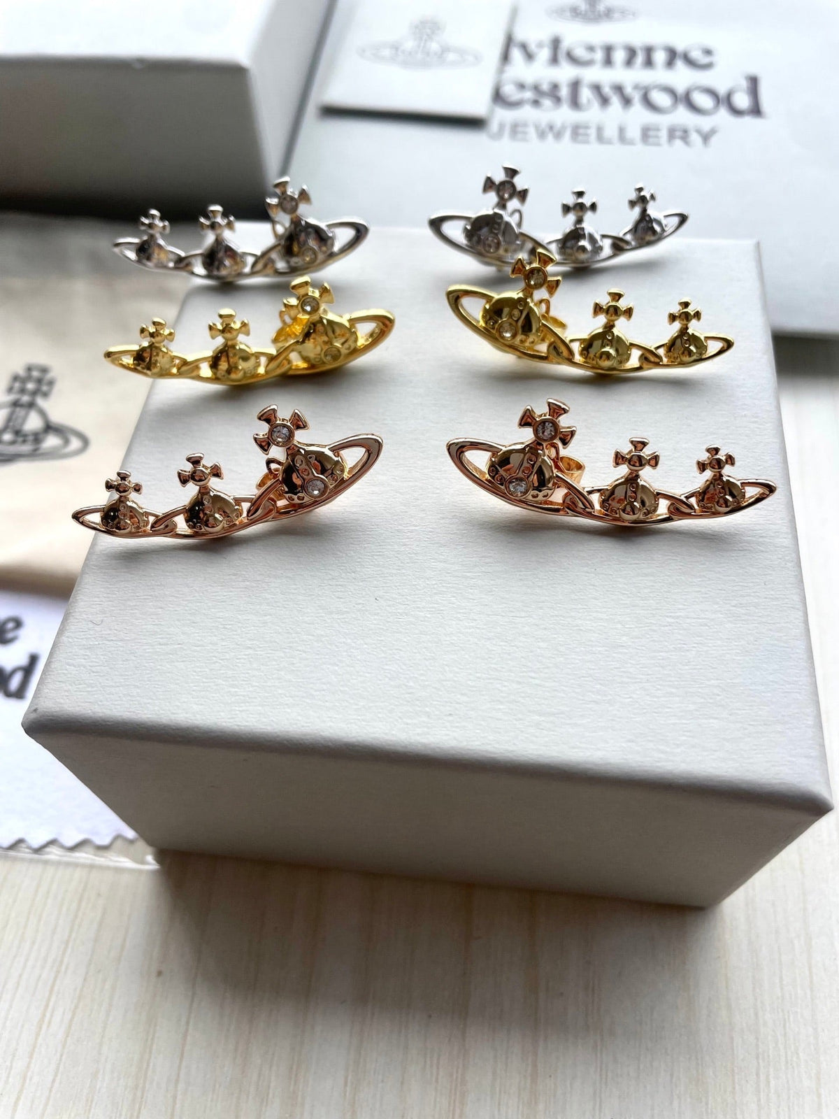 Vivienne Westwood Row of Saturn Stud Earrings