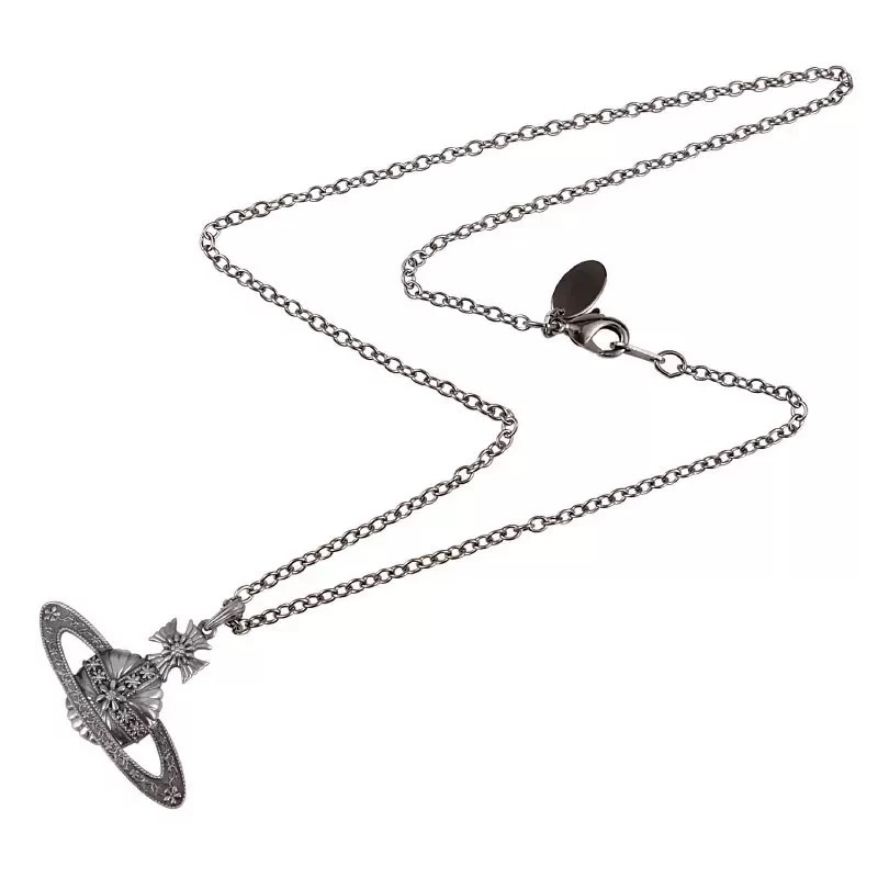 Vivienne Westwood 2026 Black Engraved Saturn Necklace