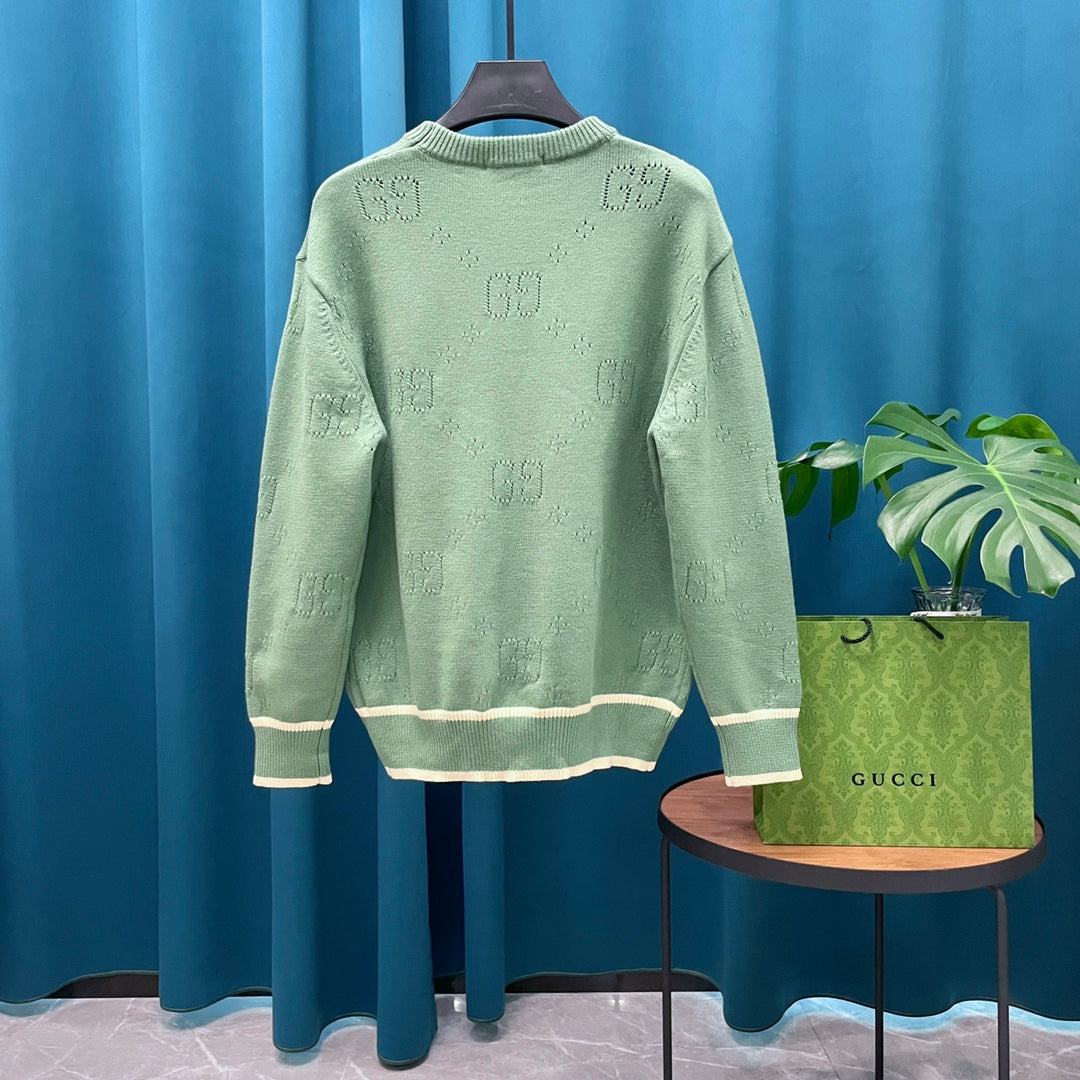 Gucci Unisex Jacquard Open-Knit Crewneck Sweater