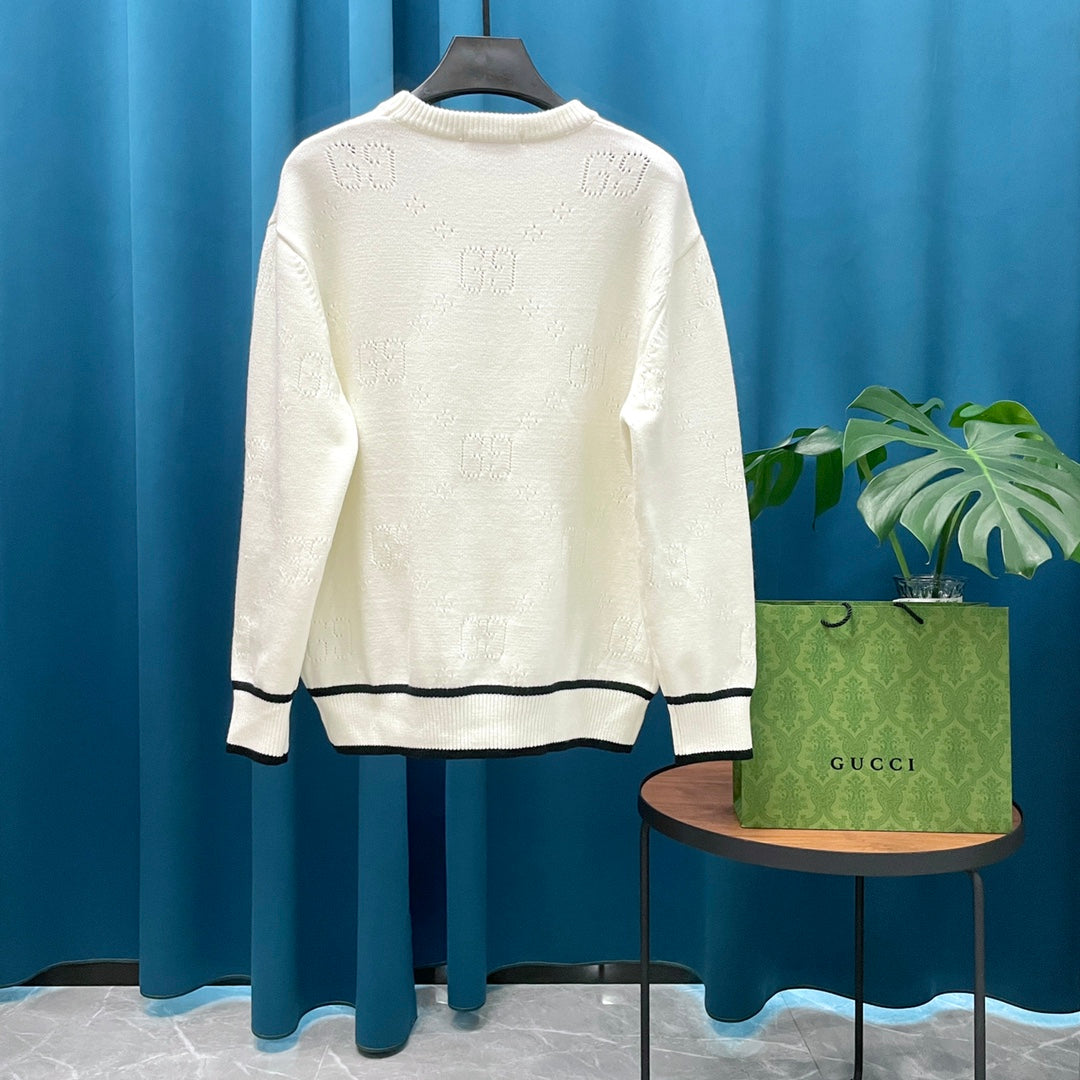 Gucci Unisex Jacquard Open-Knit Crewneck Sweater