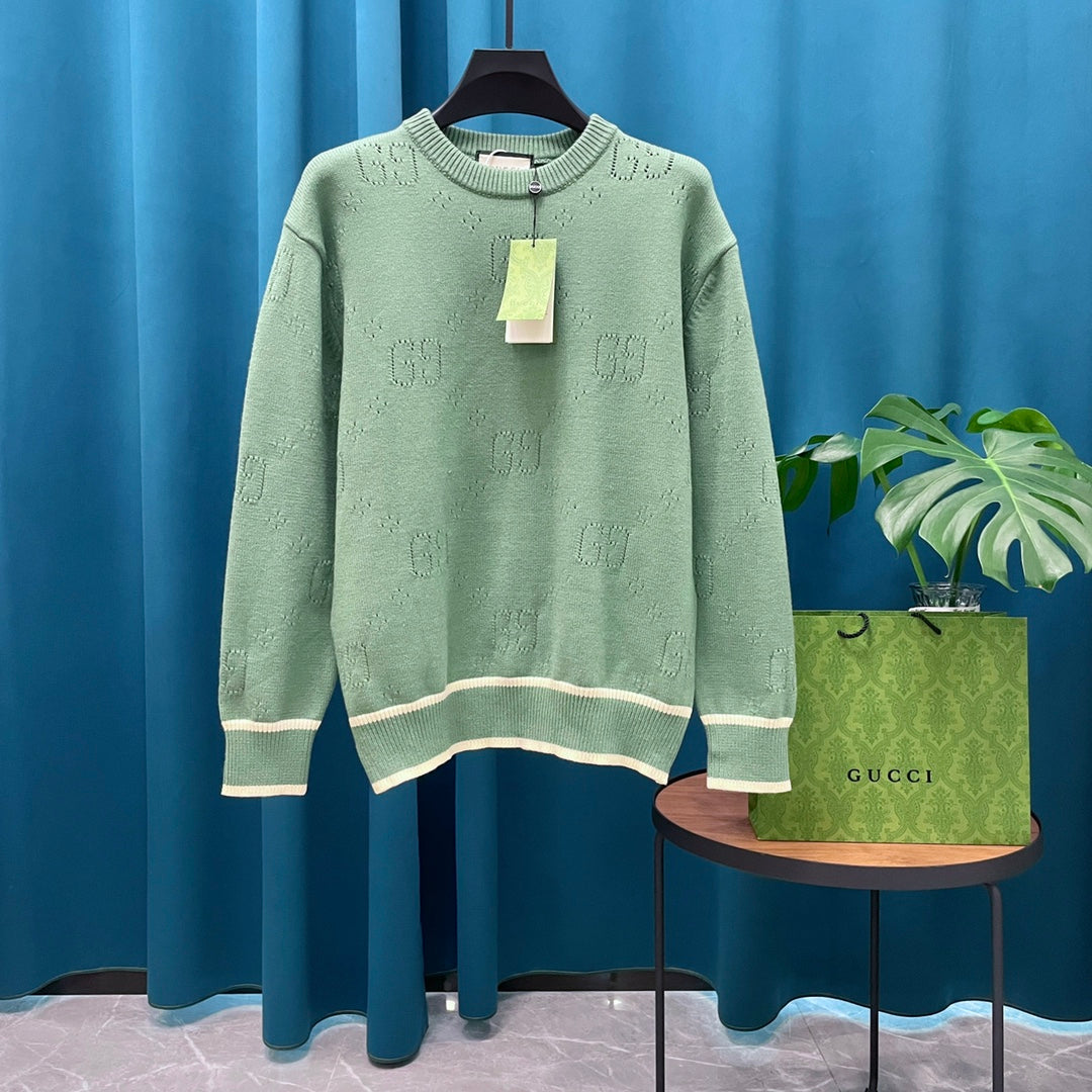 Gucci Unisex Jacquard Open-Knit Crewneck Sweater