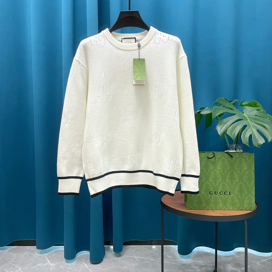 Gucci Unisex Jacquard Open-Knit Crewneck Sweater