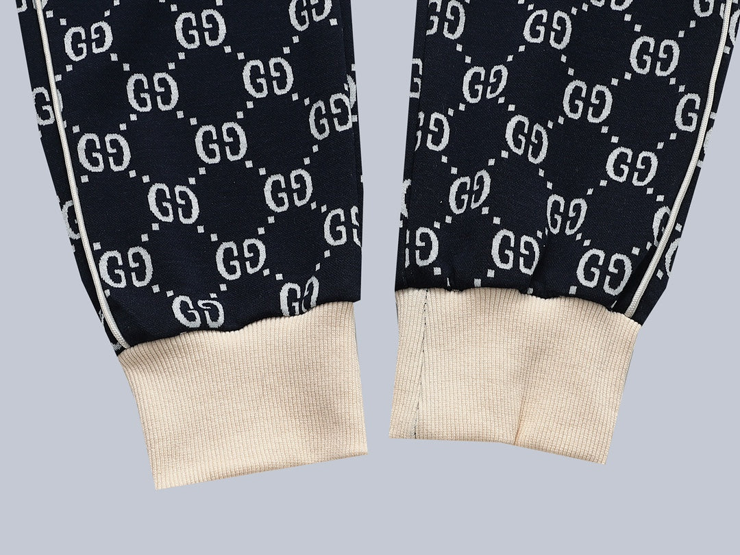 Gucci GG Monogram Jogger Pants with Embroidered Crest