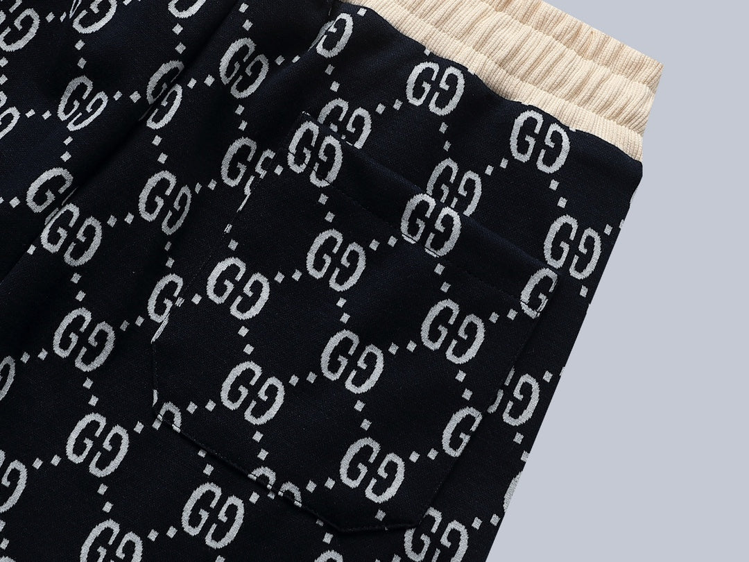 Gucci GG Monogram Jogger Pants with Embroidered Crest