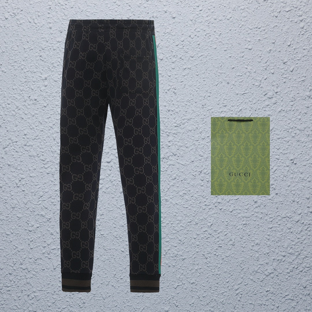 Gucci GG Monogram Jogger Pants with Web Stripe