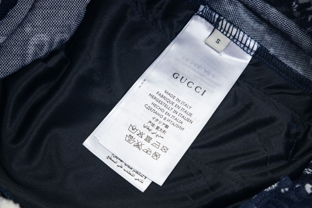 Gucci GG Monogram Jogger Pants – Navy Blue with Web Stripe