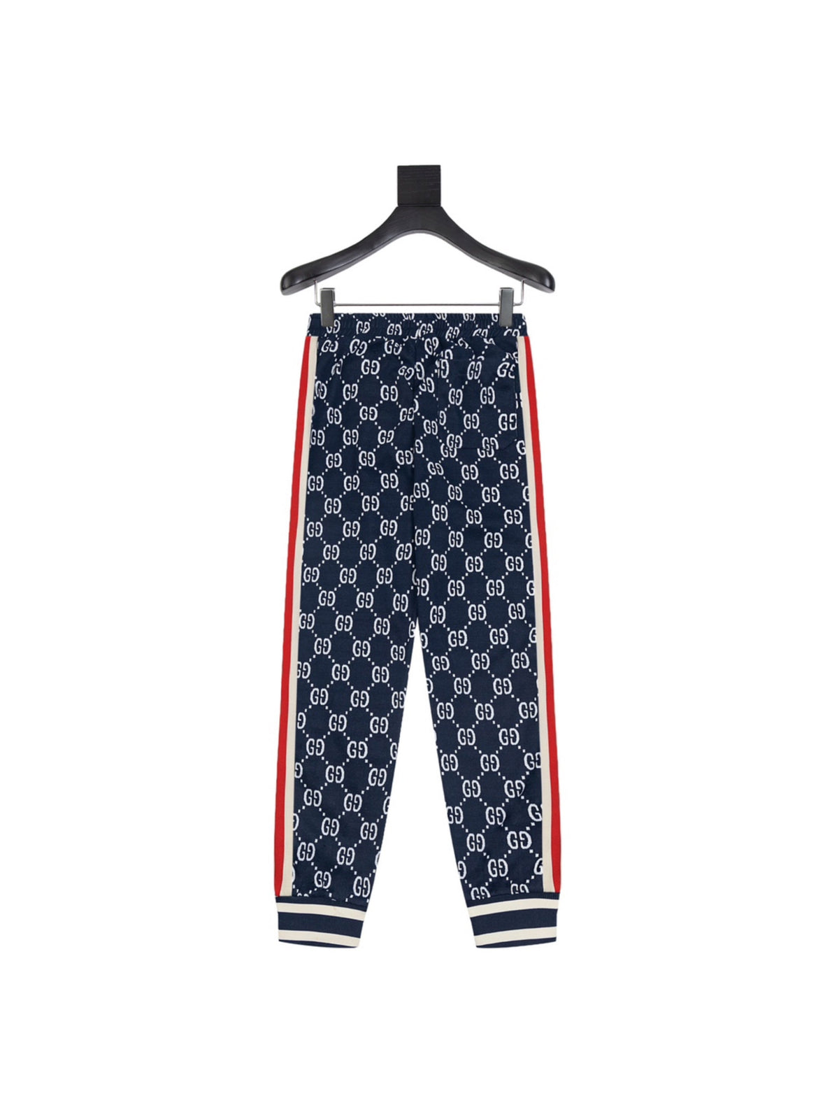 Gucci GG Monogram Jogger Pants – Navy Blue with Web Stripe