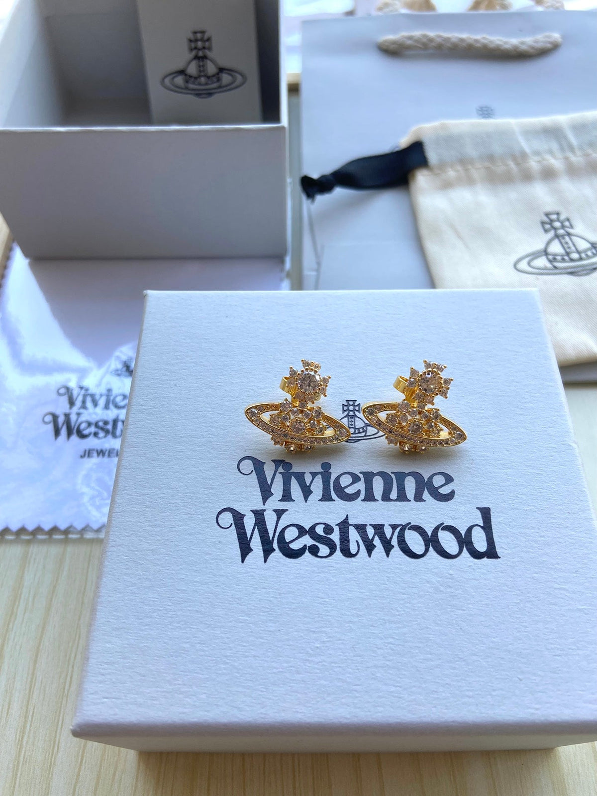 Vivienne Westwood Full-Rhinestone Stud Earrings