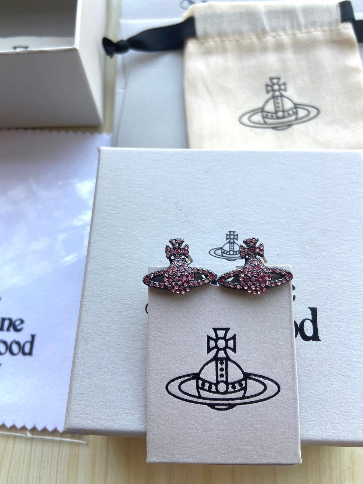 Vivienne Westwood Full-Rhinestone Planet Stud Earrings