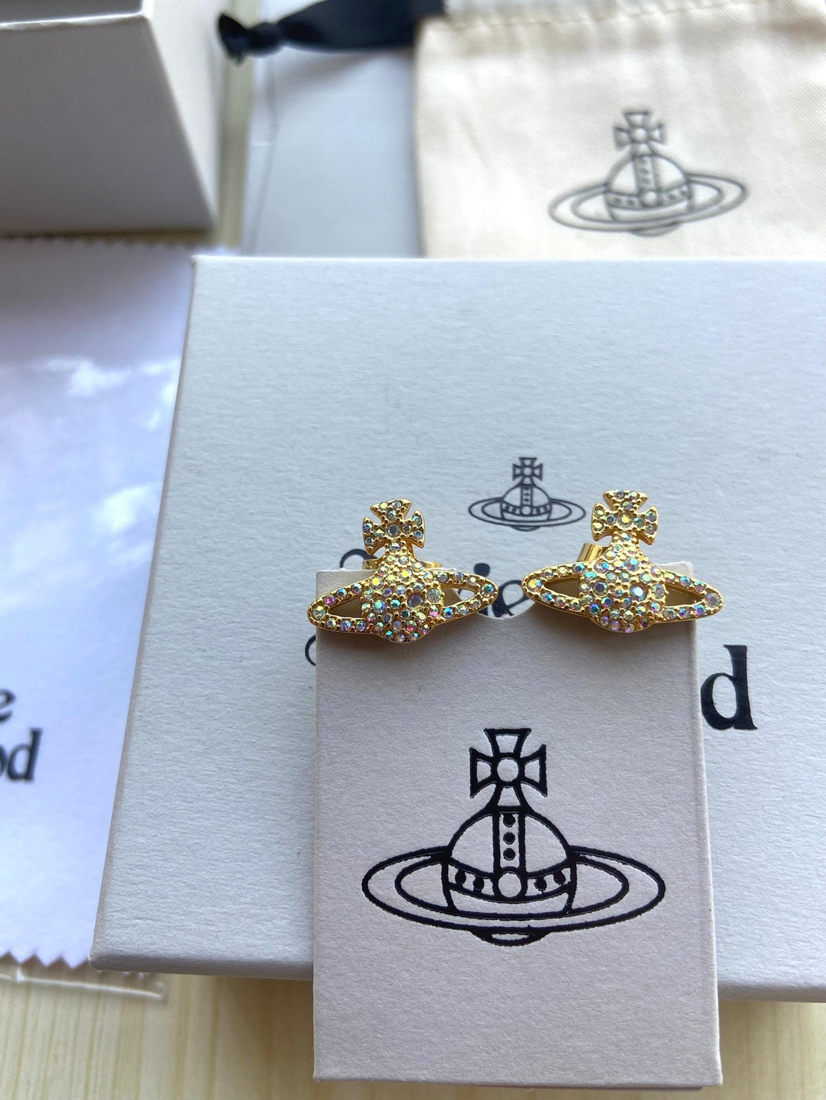 Vivienne Westwood Full-Rhinestone Planet Stud Earrings
