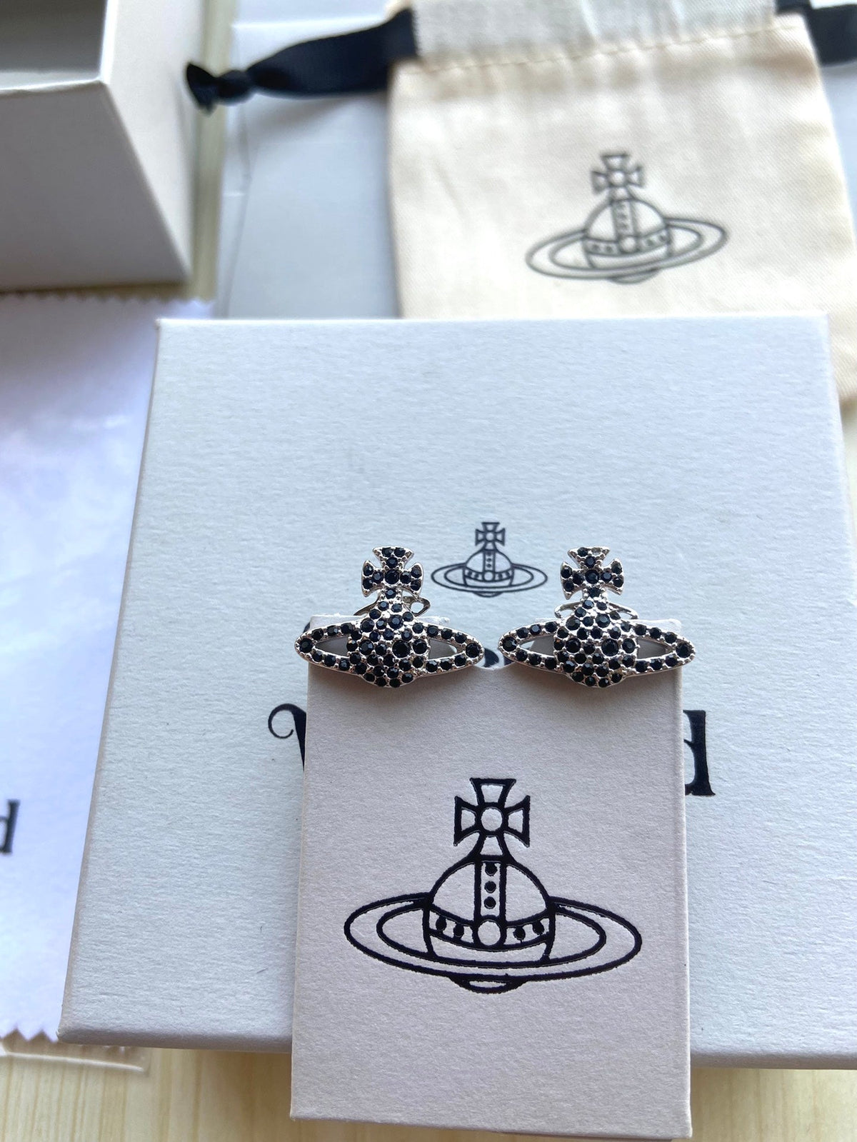 Vivienne Westwood Full-Rhinestone Planet Stud Earrings