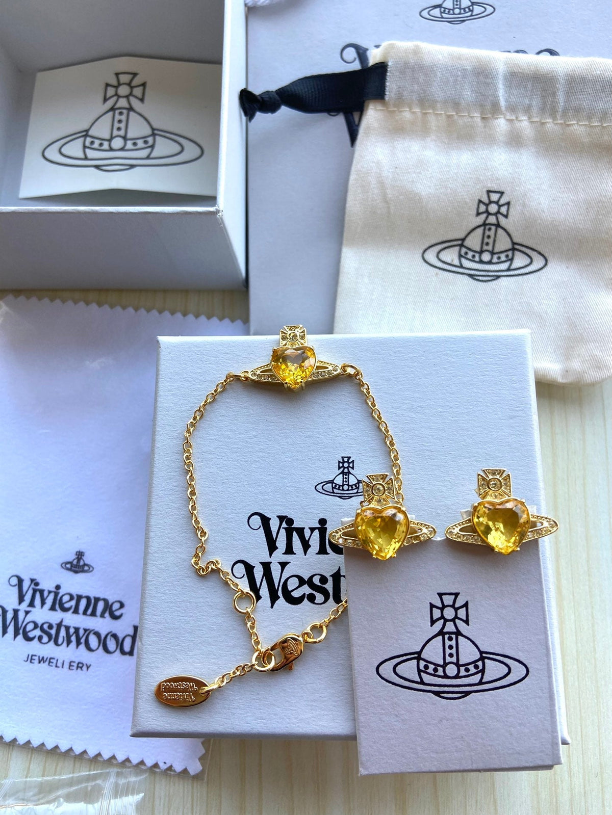 Vivienne Westwood 2026 Heart Rhinestone Bracelet & Earrings